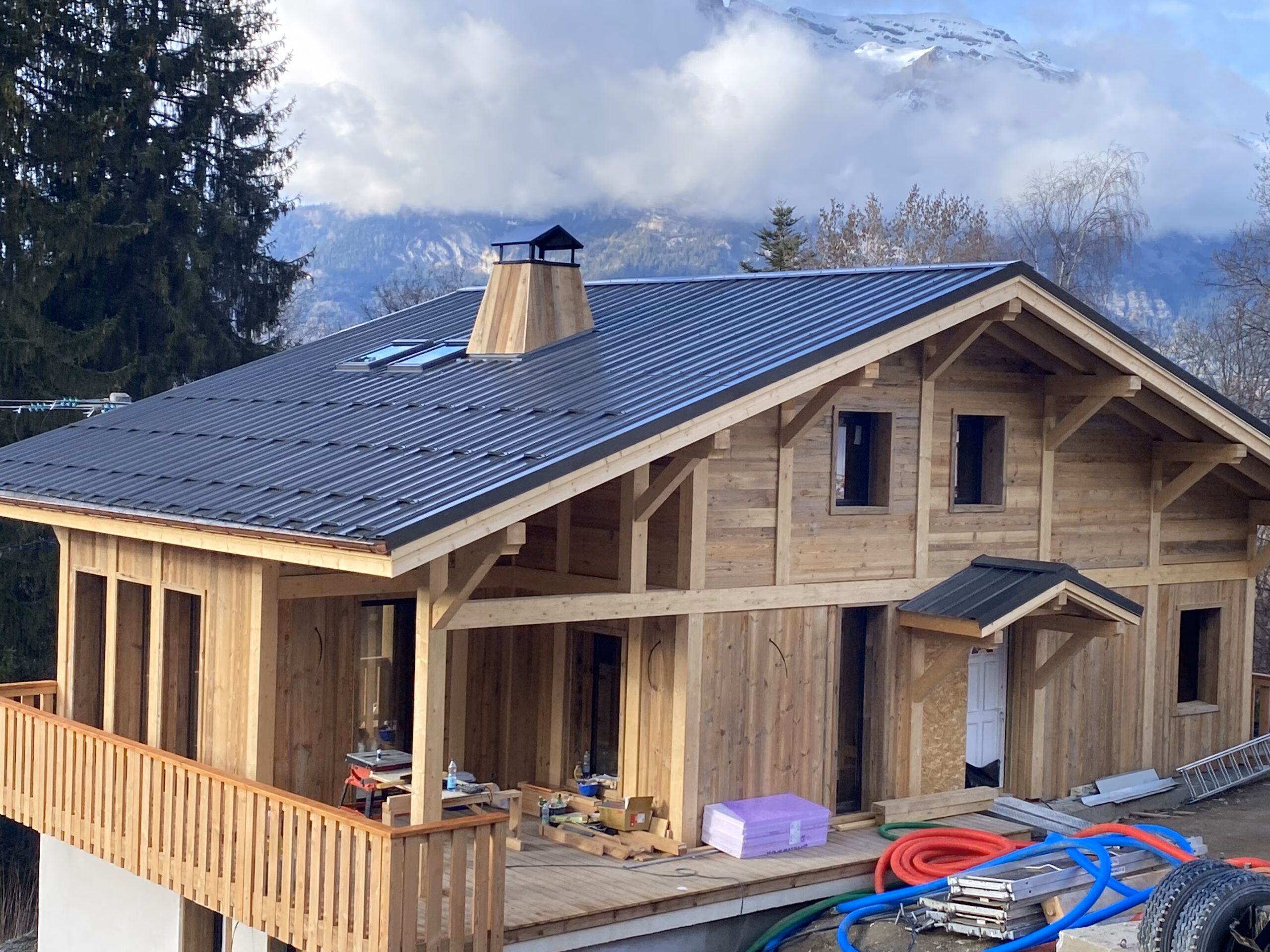 Balcon mélèze, boerne, zinguerie cuivre