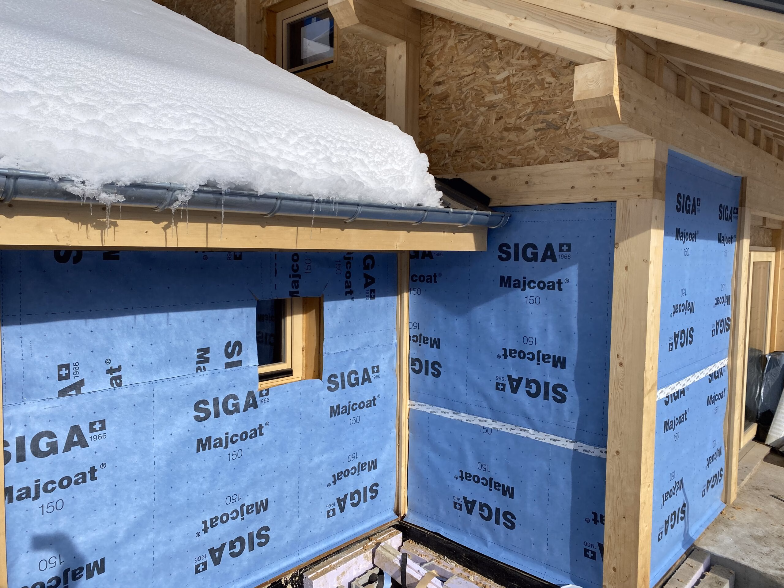 Pare-pluie Siga avec scotch sur isolation extérieure